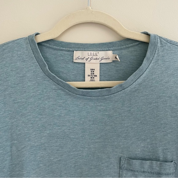 Blue Colorblock Short Sleeve Tee with Pocket - Picture 3 of 3